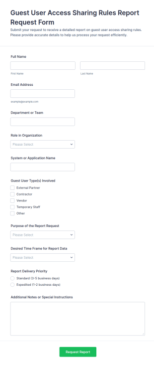 Guest Access Sharing Rules Report Request Form Template