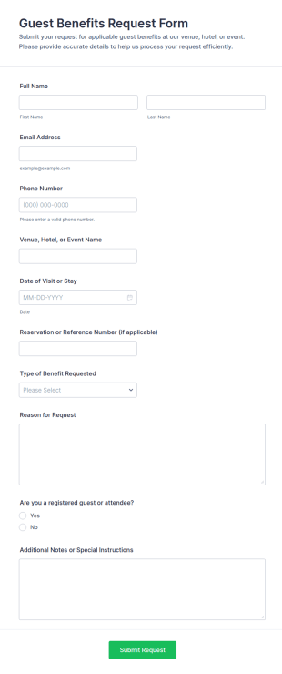 Guest Benefits Request Form Template