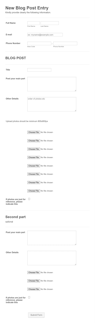 Guest Blog Posting Form Template