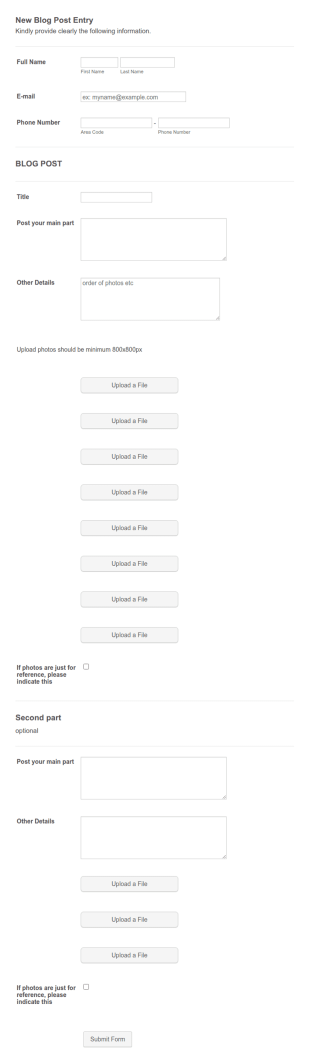 Guest Blog Posting Form Template