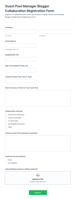 Guest Collaboration Registration Form Template