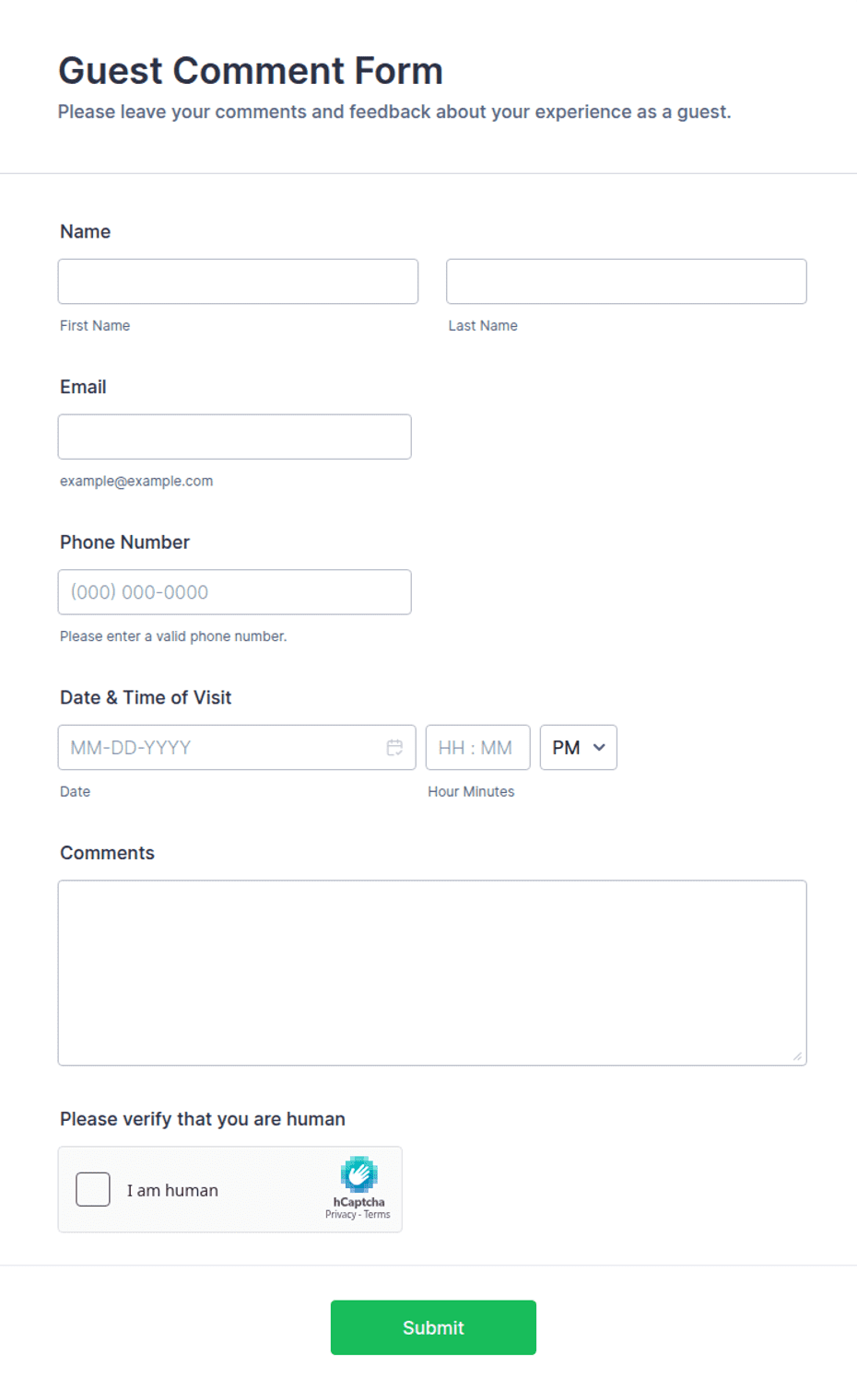 Guest Comment Form Template | Jotform
