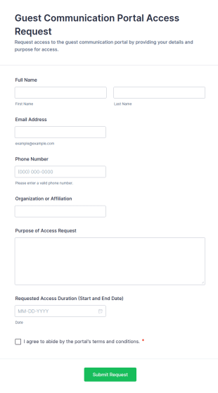 Guest Communication Portal Access Request Form Template