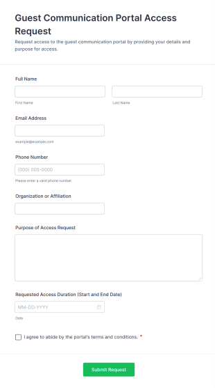 Guest Communication Portal Access Request Form Template