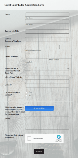 Guest Contributor Application Form Template