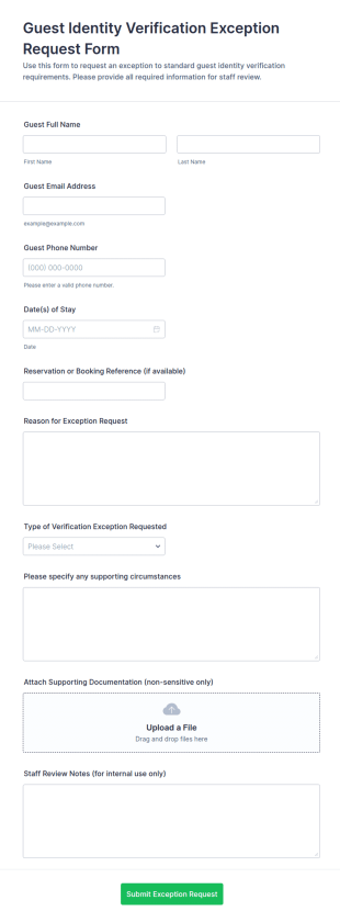 Guest Identity Verification Exception Request Form Template