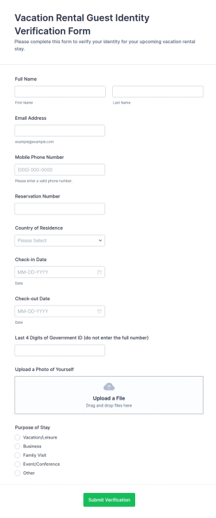 Guest Identity Verification Form Template