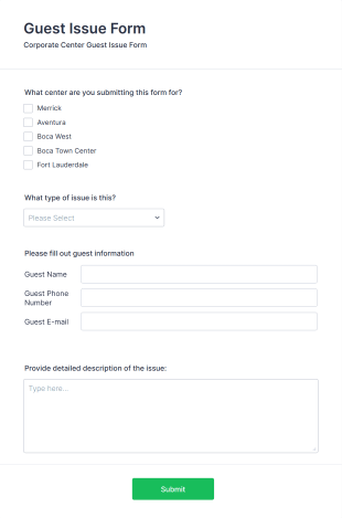 Guest Issue Form Template