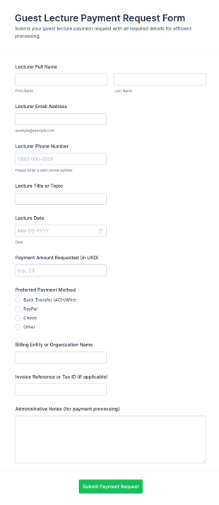 Guest Lecture Payment Request Form Template