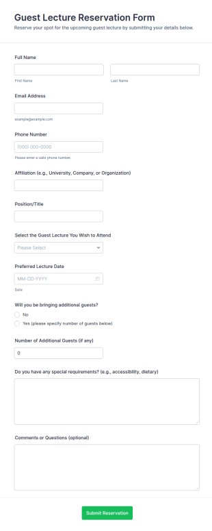Guest Lecture Reservation Form Template