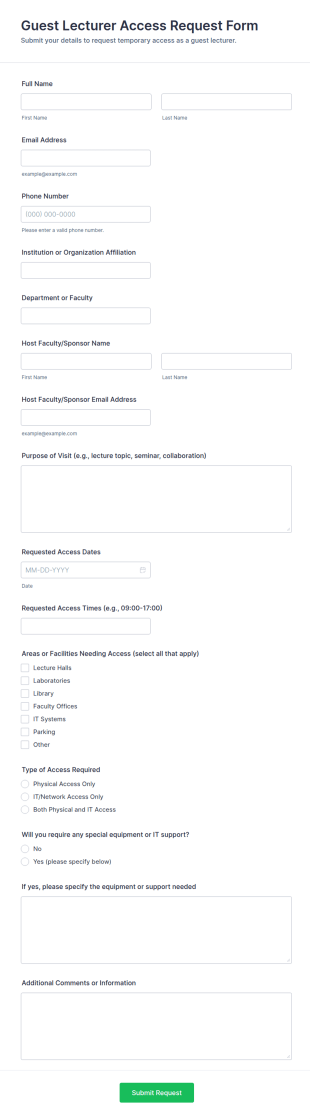 Guest Lecturer Access Request Form Template