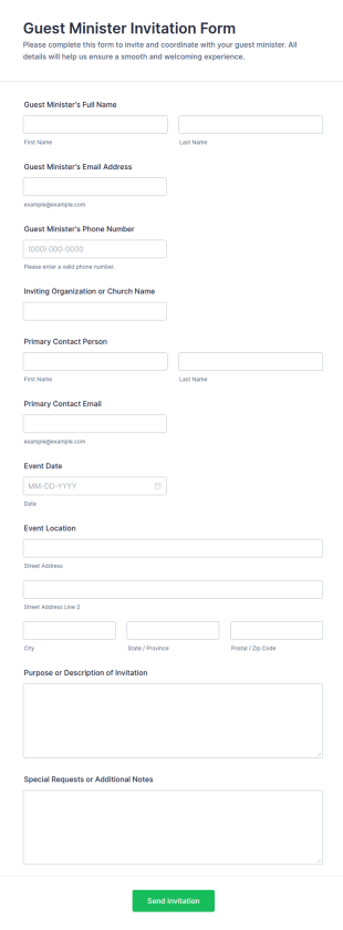 Guest Minister Invitation Form Template
