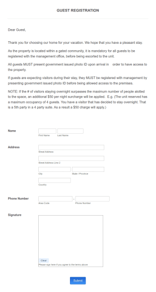 Guest Registration Form Template