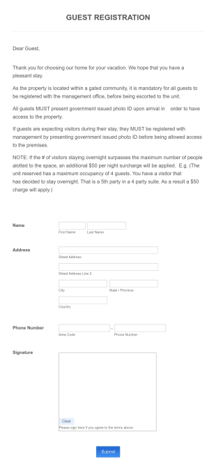 Guest Registration Form Template