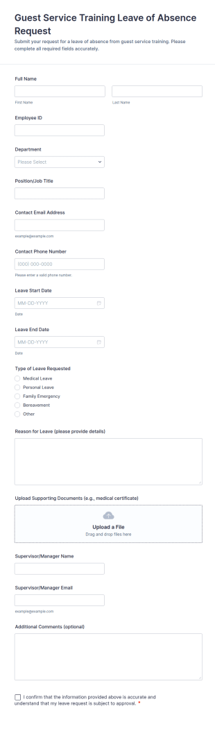 Guest Service Training Leave Of Absence Request Form Template