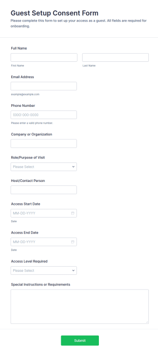 Guest Setup Consent Form Template