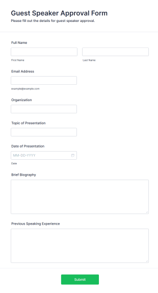 Guest Speaker Approval Form Template