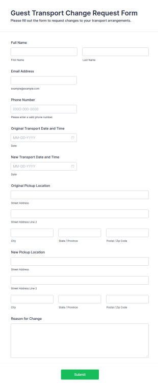 Guest Transport Change Request Form Template