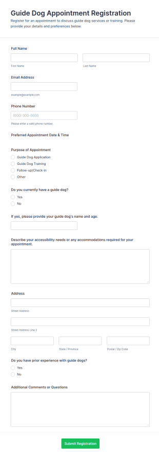 Guide Dog Appointment Registration Form Template