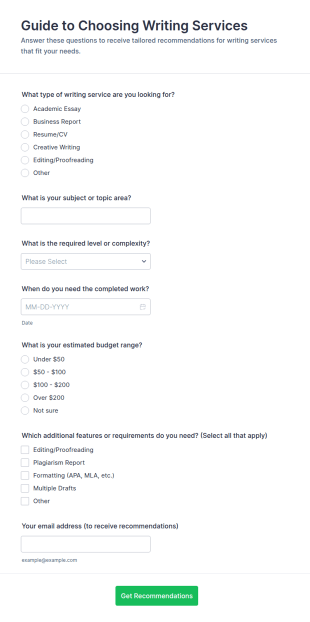 Guide To Choosing Writing Services Form Template