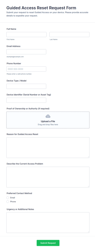 Guided Access Reset Request Form Template