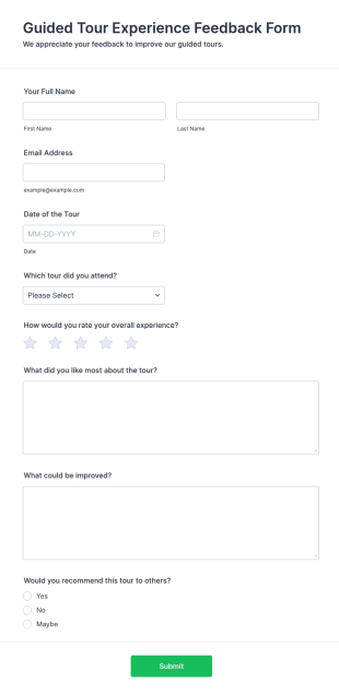 Guided Tour Experience Feedback Form Template