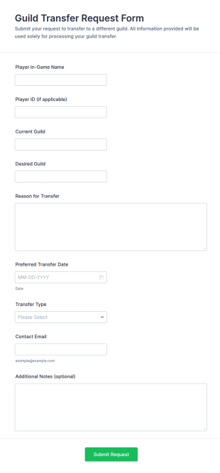 Guild Transfer Request Form Template