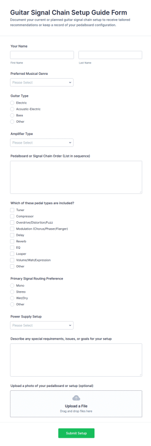 Guitar Signal Chain Setup Guide Form Template
