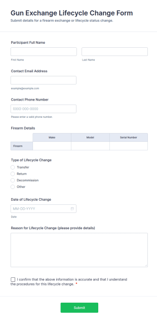 Gun Exchange Lifecycle Change Form Template
