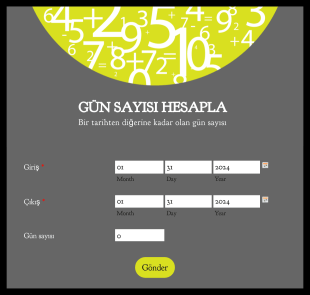 Gün Sayısı Hesapla Form Template