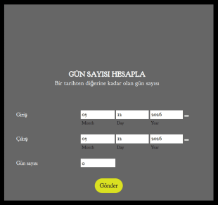 Gün Sayısı Hesapla Form Şablonu