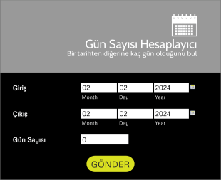 Gün Sayısı Hesaplayıcı Form Template