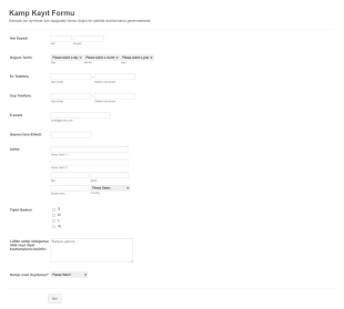 Güncel Kamp Kayıt Form Template