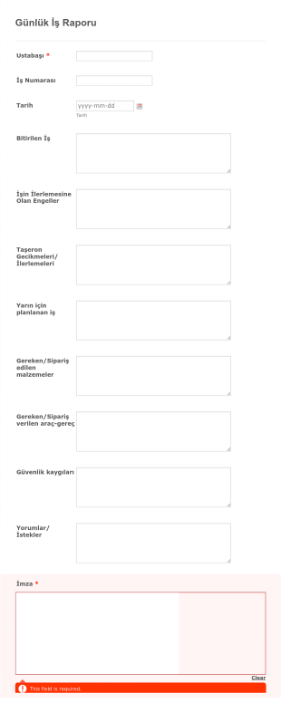 Gunluk Is Raporu Fei Form Template