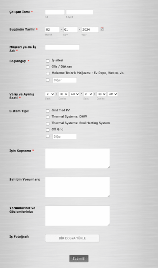 Günlük Saha Rapor Form Template