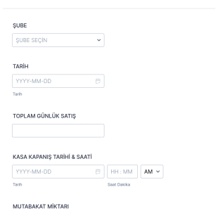 Günlük Satış Raporu Form Şablonu