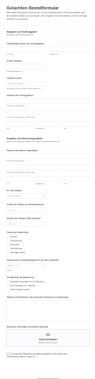 Gutachten Bestellformular