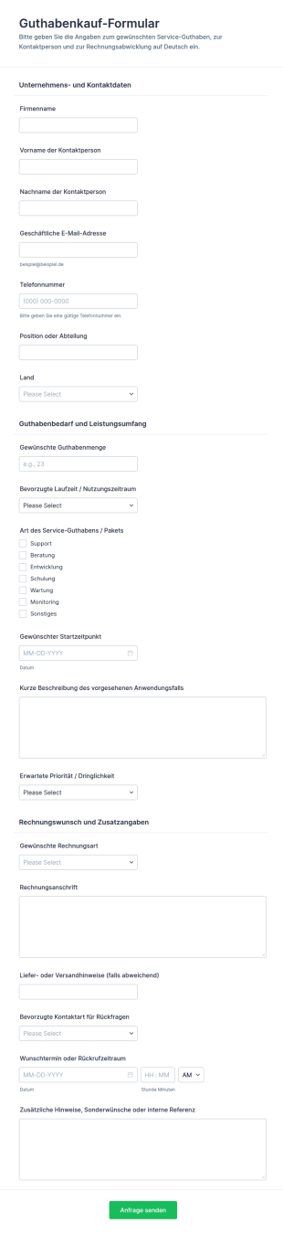 Gutschriftenkauf Formular