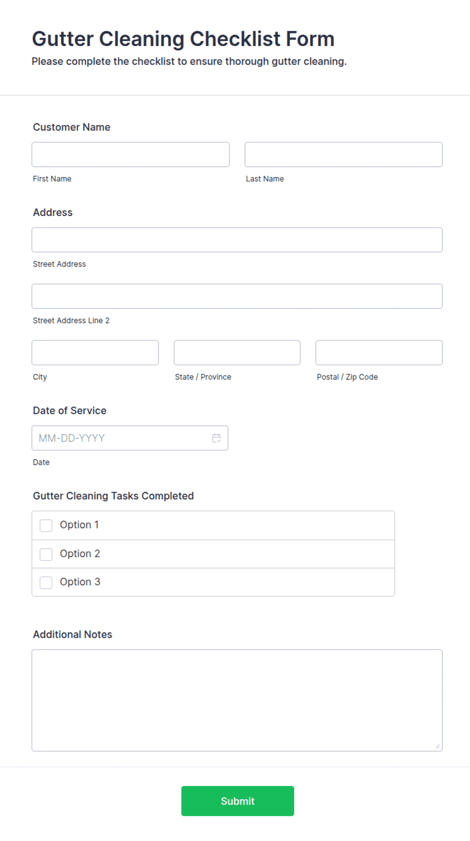 Spring Gutter Checklist Gutter Cleaning Checklist Form Template | Jotform