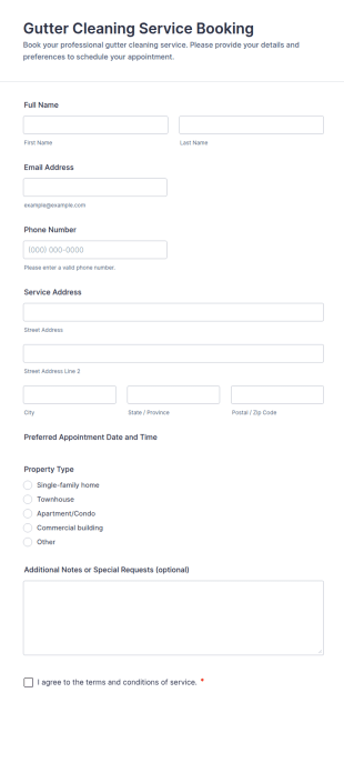 Gutter Cleaning Service Booking Form Template