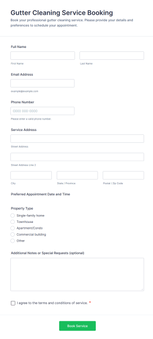 Gutter Cleaning Service Booking Form Template