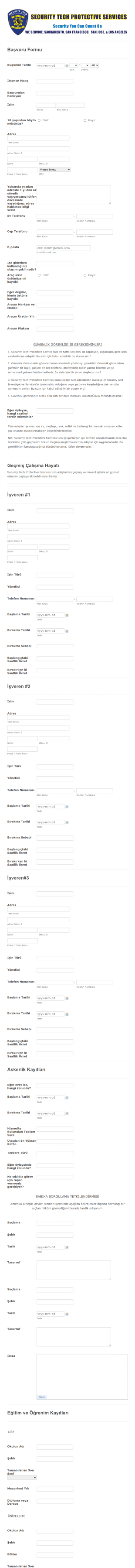 Guvenlik Ise Alim Basvurusu Form Template
