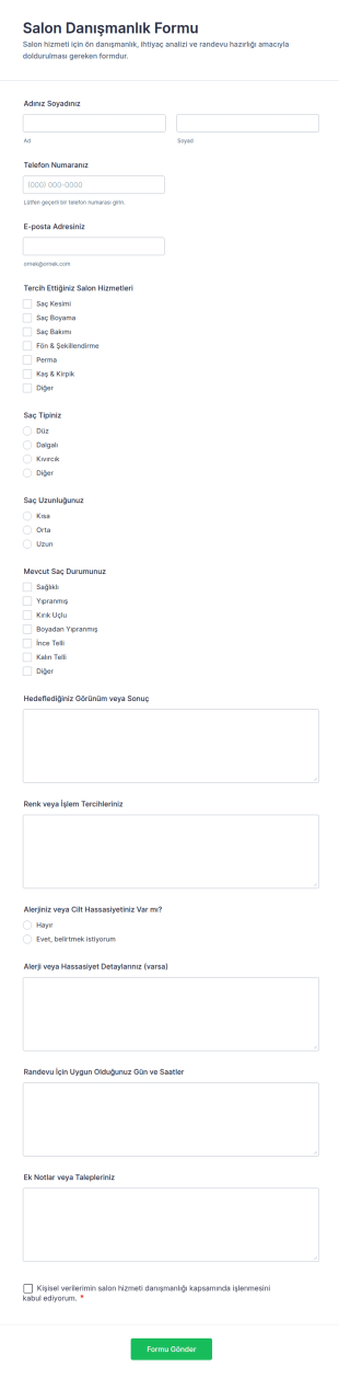 Salon Danışmanlık Form Şablonu