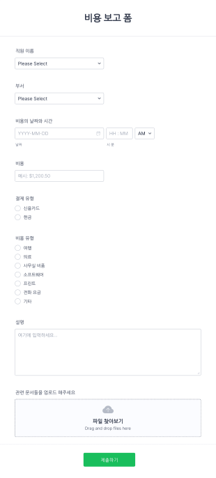 경비 보고서 양식 Form Template