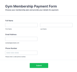 Gym Membership Payment Form Template