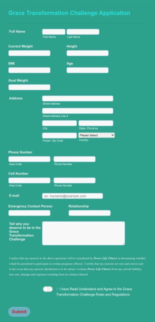 Gym Registration Form Template