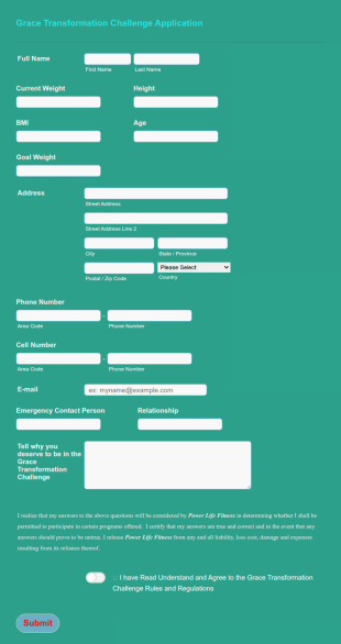 Gym Registration Form Template