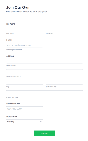 Gym Signup Form Template