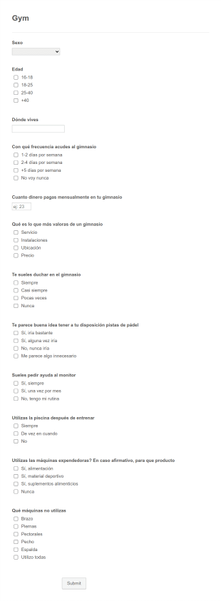 GYM Form Template