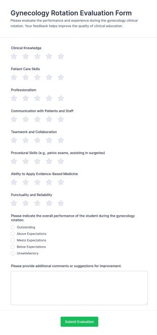 Gynecology Rotation Evaluation Form Template